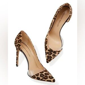 Tamra Mellon Siren 105 Calf Hair Leopard & PVC Pumps 36.5